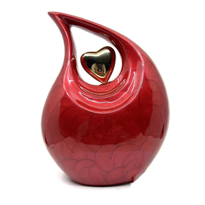 Urne funéraire en aluminium rouge perlé faite à la main pour adultes, urne funéraire décorative en métal pour homme et femme, qualité supérieure - Product Image 1