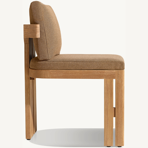 Chaise en teck sans accoudoirs, idéale pour se détendre en extérieur, comme sur la terrasse ou dans le jardin, équipée de mousse souple. - Product Image 3