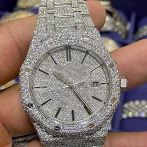 Montre Bling Bling en acier inoxydable entièrement sertie de diamants glacés VVS1 Moissanite, cadeau de luxe pour homme - Product Image 6