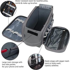 Neceser de piel sintética extra grande para hombre, kit organizador de viaje resistente al agua, tijeras para el pelo, ducha de baño cosmética - Product Image 3
