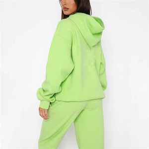 Gran oferta, chándal de gran tamaño personalizado de alta calidad para mujer, chándal con capucha, bolsillos laterales bordados de encaje, ajuste holgado, estampado sólido - Product Image 6