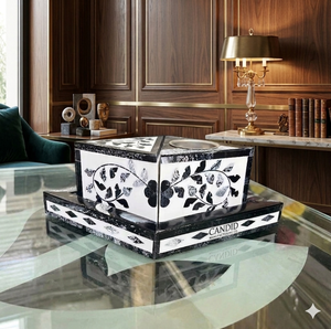 Juego de bandejas para servir con incrustaciones de hueso de madera superventas Rose New Bony Inlay Mother Pearl Tray 3 hojas de lavanda Sándalo Material único - Product Image 1