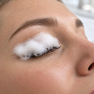 Nettoyant Moussant pour Cils avec Brosse Applicatrice Réutilisable, Design Blanc et Doré, pour Soins des Extensions de Cils - Product Image 3