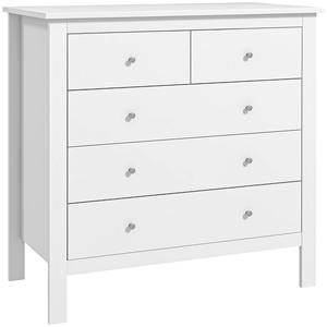 Commode à 5 tiroirs HOMCOM pour chambre et salon en bois blanc, 79x39.5x80.5 cm - Product Image 1