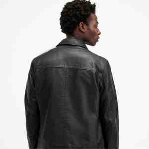 Veste en cuir légère pour homme, best-seller, fermeture éclair de haute qualité, manches longues, col montant, logo sur le devant, vêtement décontracté - Product Image 3