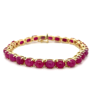 GIA Certified <b>Ruby</b> Tennis <b>Bracelet</b> In Real 18k Yellow Gold Plated Pink Oval Cut Diamond <b>Bracelet</b> For Women's Fashion Jewelry - Product Image 2