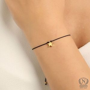925 Sterling <b>Silver</b> Fine <b>Charm</b> <b>Bracelet</b> with Yellow Cord Star Design - Product Image 1