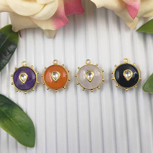 Pendentif en pierre précieuse lisse cornaline argent Sterling 925 or Vermeil mode Kundan Meenakari pendentif pour enfants bijoux - Product Image 6