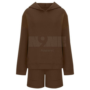 2025 dernière conception de sweat à capuche décontracté de haute qualité pour femmes ensembles courts style de motif solide à vendre - Product Image 2