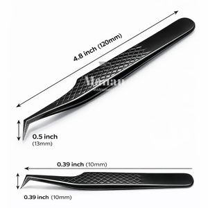 Pince à cils de précision noire à pointe en L, outil d'extension de cils, manche antidérapant, outil pour volume de cils - Product Image 5