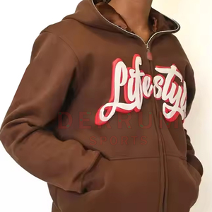 Diseño de Color Único, Personaliza Tu Propia Ropa Urbana, Sudaderas con Estampado Puff para Hombre, 100% Algodón, Invierno, Logotipo Impreso Personalizado, Transpirable, Secado Rápido - Product Image 1