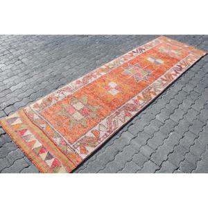 Alfombra turca vintage, alfombra de pasillo de 3x9.9 pies, alfombra con motivos de plantas y árboles en rojo anaranjado - Product Image 3