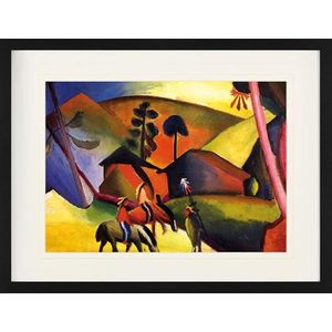 Œuvre d'art moderne sur papier, motif Indien sur cheval - Product Image 1