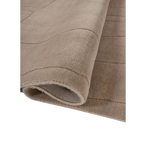 Alfombra de Lana Tejida a Mano Tesoro Beige y Marrón, Tamaño Grande, Diseño Abstracto, Estilo Boho, para Entrada, Pasillo, Modelo Hwl-494 - Product Image 2