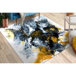 Tapis noir et jaune, tapis moderne, tapis d'entrée, tapis en chenille - Product Image 1