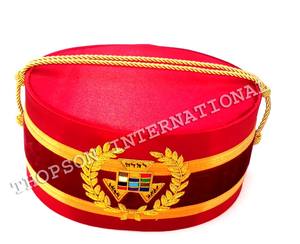 Masonic Royal Arch Soft Crown Regalia Hand Embroidered Leather Cotton Ribbon and Fabric <b>Foundation</b> for Freemasons - Product Image 2