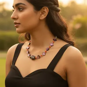 Collier de perles pour femmes, bijoux en pierre naturelle avec perle et diamant, style religieux pour les mariages et les cadeaux - Product Image 3