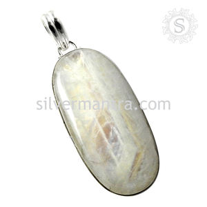 จี้หินมูนสโตนสีรุ้งธรรมชาติคุณภาพสูงทำด้วยมือ925แข็งเครื่องประดับชั้นดีส่งตรงจากโรงงาน - Product Image 2