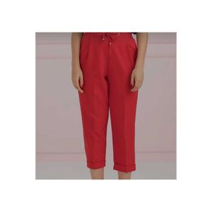Pantaloni alla moda da donna con gamba Skinny elasticizzata in vita rossa