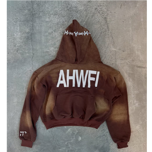 เสื้อครอปมีฮู้ดแบบมีซิปสำหรับผู้ชายเสื้อครอปซิป500gsm สีจางลงผลิตตามสั่ง - Product Image 6