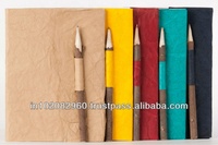 Cuaderno Ecológico Hecho a Mano con Papel de Algodón en Blanco, Mini A5, Encuadernado con Hilo, para Notas, Dibujos, Regalo, con Lápiz de Neem/Bambú
