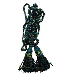 The image displays a black bagpipe silk <b>cord</b> with tassels Bagpipe <b>Cords</b> Black Silk - Product Image 3