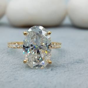 Luxury Women's 18K <b>Gold</b> Classic Wedding <b>Costume</b> Ring Full VVS Natural Diamond Rounded Baguette for Certified - Product Image 1