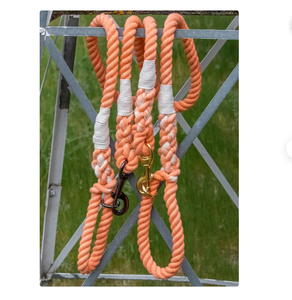 Peach and White Hand Dyed Cotton Rope <b>Dog</b> <b>Leash</b> Supplies Accessory Customized Colored Cotton Rope Handmade <b>Dog</b> <b>Leash</b> Pet <b>Leash</b> - Product Image 1