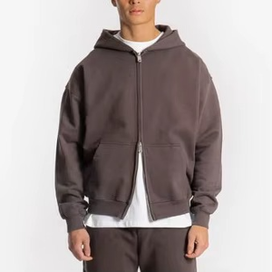 High Quality vintage Style <b>Men's</b> Zipper <b>Hoodies</b> 100%Cotton Fleece Streetwear <b>Hoodies</b> with Custom Printing & Embroidery Wholesale - Product Image 6