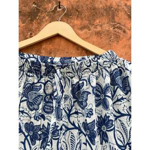 Falda larga de algodón con estampado Floral para mujer, maxifalda de estilo bohemio, dos neumáticos, color azul, Túnica India - Product Image 5