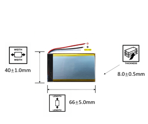 804066 聚合物锂电池 3 线 10K NTC 804066-3 3000mAh 3.7V 带 UN38.3 MSDS 认证 可充电电池 适用于 MP3 扬声器 - Product Image 2