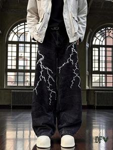 Nouveau jean droit surdimensionné déchiré à taille haute pour homme, style streetwear gothique personnalisé, collection 2026 - Product Image 2