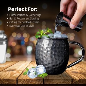 Venta al por Mayor de Tazas Moscow Mule de Acero Inoxidable de 450 ml, Tazas con Recubrimiento Negro para Bebidas Frías, Café, Vino, Cócteles, Regalo de Boda - Product Image 4