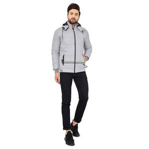 Vente en gros de doudounes pour hommes avec logo personnalisé Veste universitaire à capuche avec fermeture à glissière Streetwear coupe-vent - Product Image 2