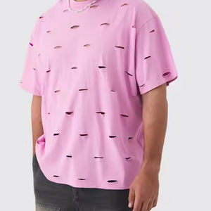 Camisetas de Manga Corta Extra Grandes de Algodón 100% con Efecto Desgastado, Estampado Personalizado con Logotipo, para Hombre, 2026 - Product Image 2