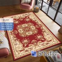 Tapis Shufu moderne antidérapant fabriqué à la machine, durable, brillant, à poils moyens, facile à nettoyer, anti-allergique, points en caoutchouc naturel, polyester