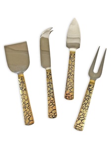 Épandeur de fromage en laiton argenté brillant, aspect tache fait à la main, poignée en relief Design extrémité épandeur de fromage de Style occidental ensemble - Product Image 2