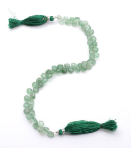 Cuarzo facetado verde y cuentas de vidrio redondas lisas Hilo suelto único - Product Image 3