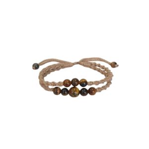 Handcrafted Winter Stone Bracelet for Women with Brown <b>Green</b> Beige Beads Soft <b>Cord</b> Jewelry Elegant and Natural Vibe Fashion - Product Image 3