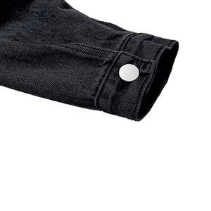 Veste en toile de denim polyester respirante à manches longues avec logo personnalisé sur le devant, style streetwear pour homme, OEM - Product Image 3