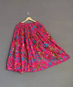 Falda de fiesta india de algodón hecha a mano para mujer rosa transpirable con cintura natural regalo de mujer - Product Image 1
