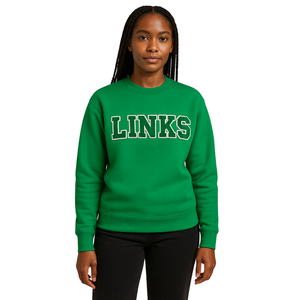 Il link ha incorporato felpa di cotone verde con ciniglia bianca ricami nero civica e professionale organizzazione abbigliamento - Product Image 1