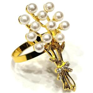 Servilleteros chapados en oro con diseño de perlas modernos de alta calidad para bodas, fiestas y otras ocasiones o regalos - Product Image 6