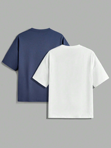 T-shirts surdimensionnés pour hommes T-shirts 100% col épais en coton T-shirt uni surdimensionné à col montant pour hommes - Product Image 3