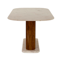 Nouveau socle en bois sculpté en bois de manguier massif et marbre moderne unique avec finition naturelle Table à manger en marbre de couleur blanche