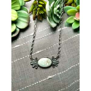 Collier en argent sterling Randy Billy Dry Creek Turquoise avec serti clos, motif bambou tendance, idéal pour fiançailles et mariage - Product Image 1
