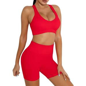 Ensemble deux pièces de sport pour femmes Soutien-gorge de sport Scrunch Butt Lifting Shorts rembourrés Seamless Running Training Gym Sets - Product Image 6