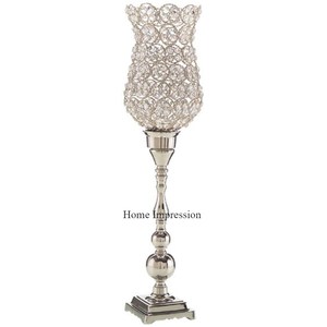 Portavelas con cuentas de cristal de forma redonda y votivo con diseño de hojas, soporte de Metal chapado en oro y suministro de base Lightning - Product Image 2