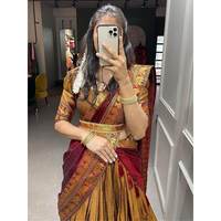 Magnifique Lehenga en coton Zari moutarde avec ceinture, semi-cousu, taille personnalisée pour les vêtements de mariage