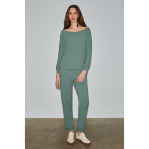 Ensemble deux pièces pour femme ETHIQUET SELVIAN en tissu extensible, col bateau, manches raglan, taille élastiquée avec cordon de serrage, jambes slim - Product Image 1